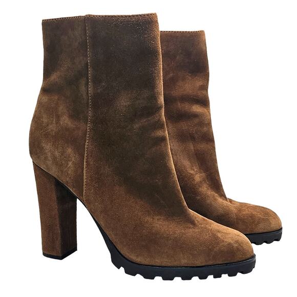 Aldo Shoes - Aldo Doria Boho Coastal Cowgirl Suede Brown Ankle Boot with Lug Sole
